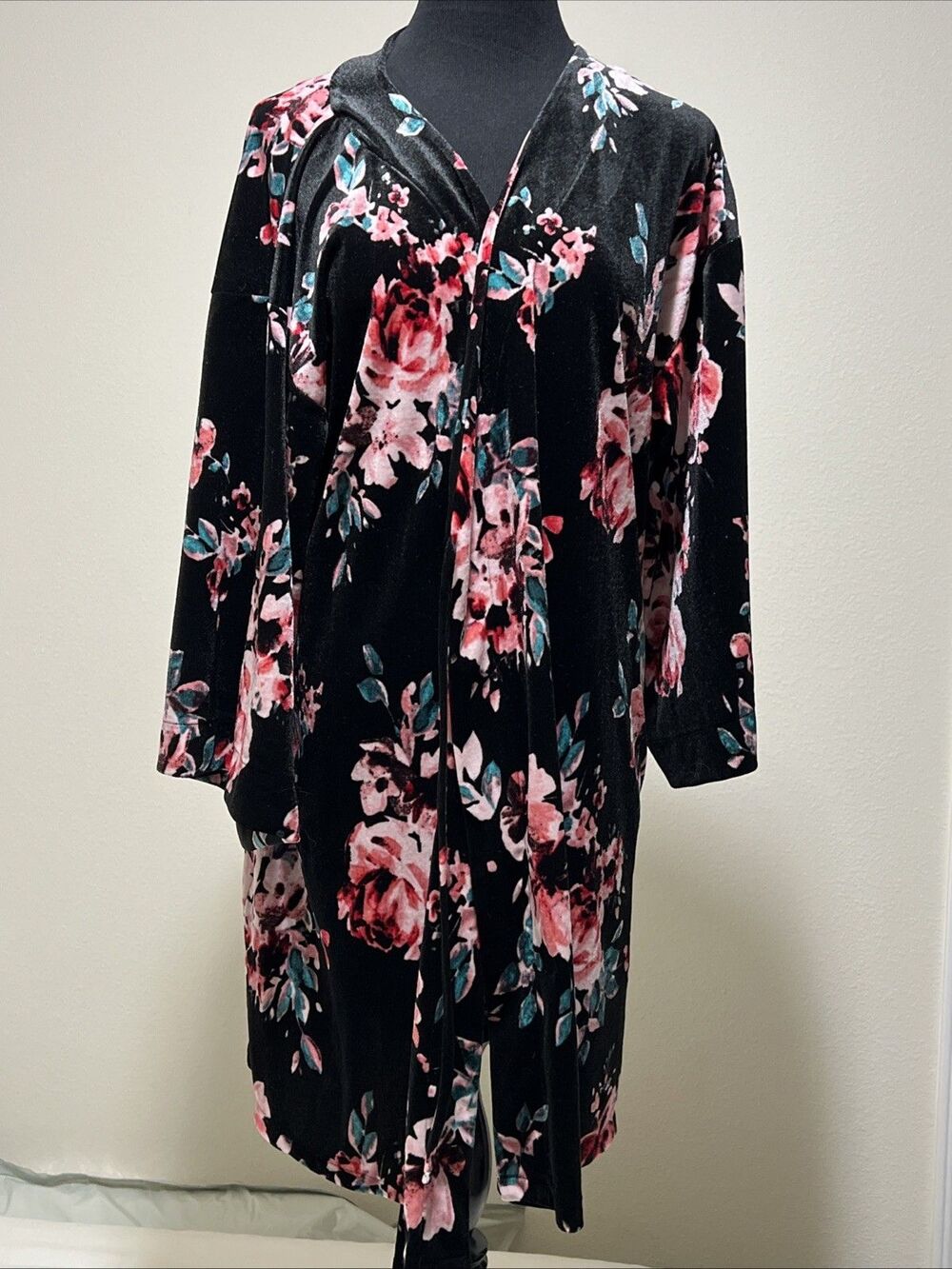 INC Int'l Concepts Intimates Velvet Velour Kimono Short Robe Side Pockets Sz M